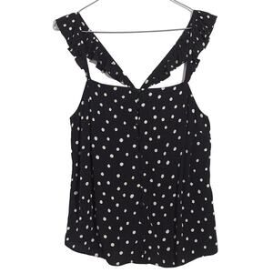 Madewell Black & White Polka Dots Ruffle-Strap Button Up Cami Top Sz 00